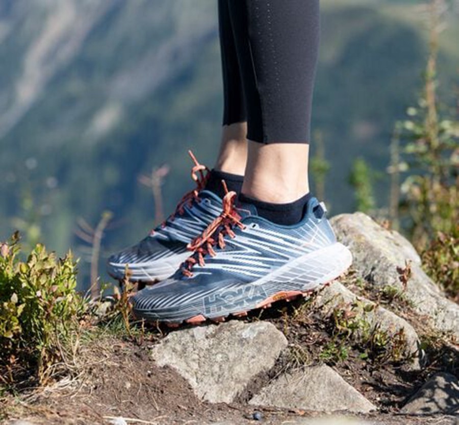 Chaussure Trail Hoka One One Speedgoat 4 Femme - Bleu Marine/Blanche - FNZ-809721